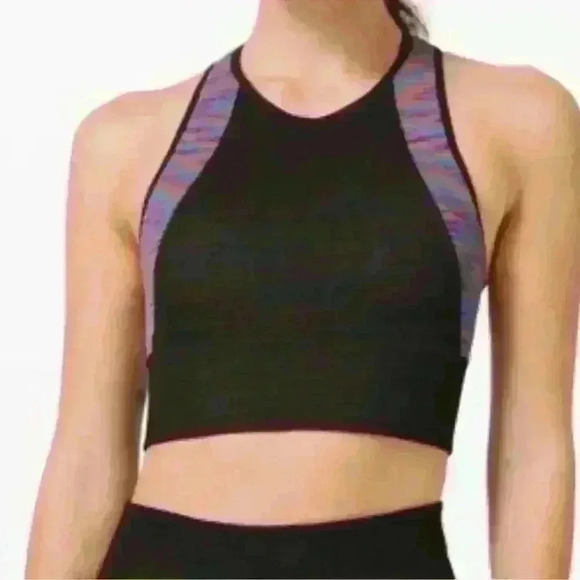 Lululemon Love Revealed Bra Black Rainbow Seamless Racerback Size 6 - Picture 1 of 6